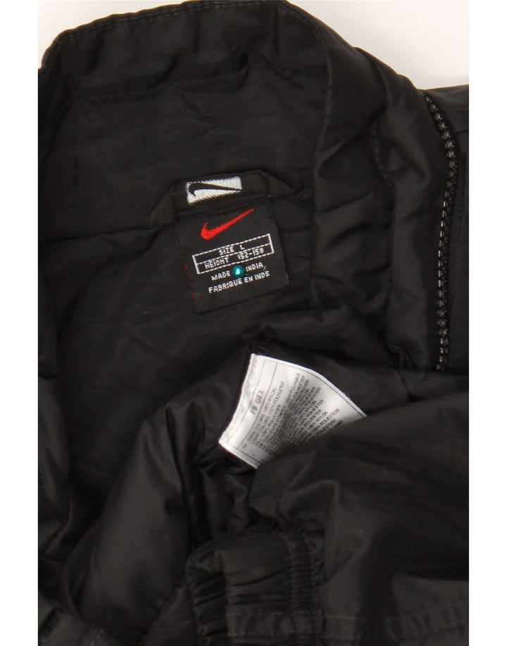 Nike Boys Graphic Windbreaker Jacket 12-13 Years Large Black Nylon