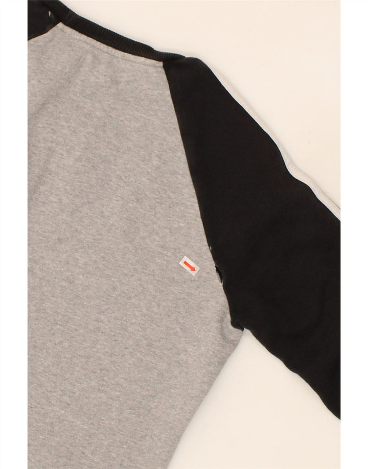 ADIDAS Womens Graphic Sweatshirt Jumper UK 12 Medium Grey Colourblock Vintage Adidas and Second-Hand Adidas from Messina Hembry 