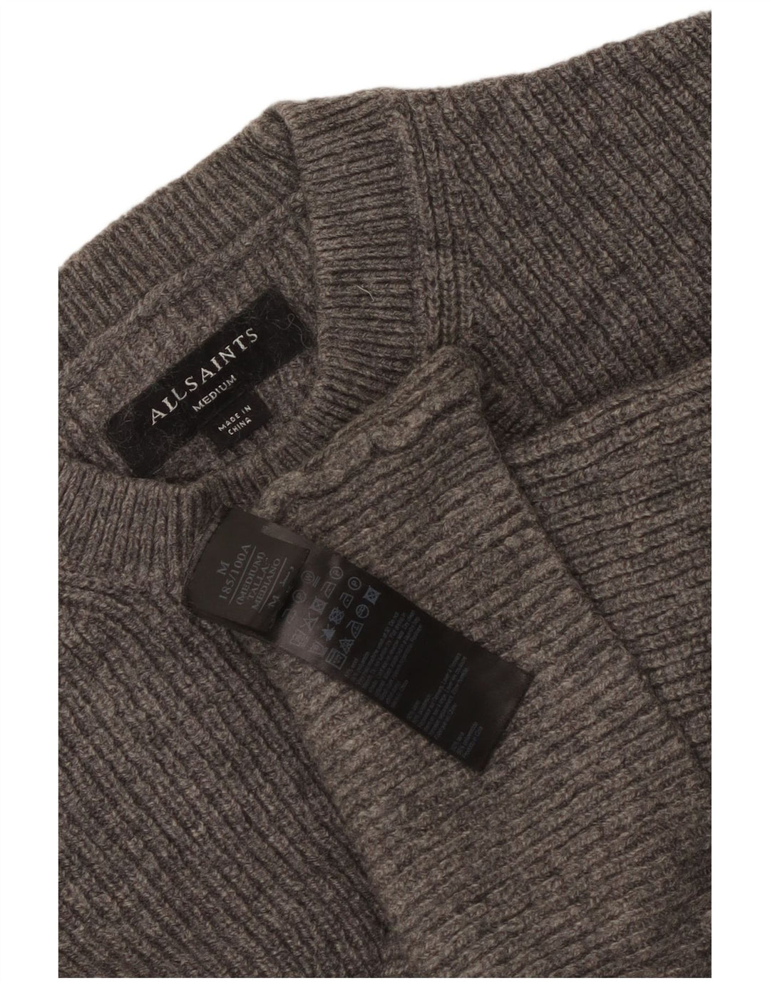 All Saints Womens Oversized Crew Neck Jumper Sweater UK 14 Medium Grey Wool