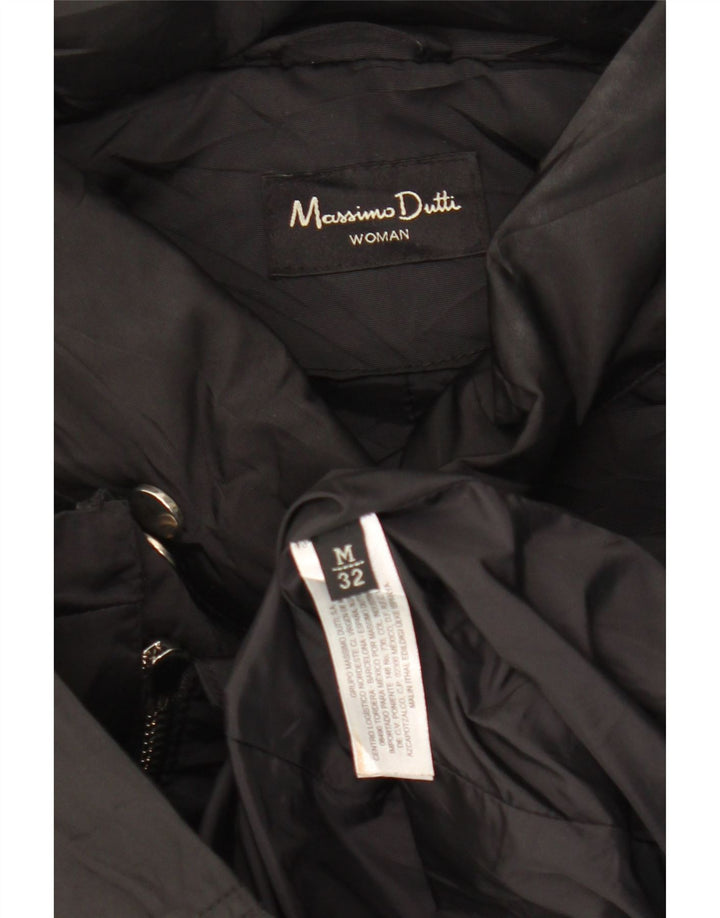 Massimo Dutti Dame Hætte Vindjakke UK 14 Medium Sort Polyester