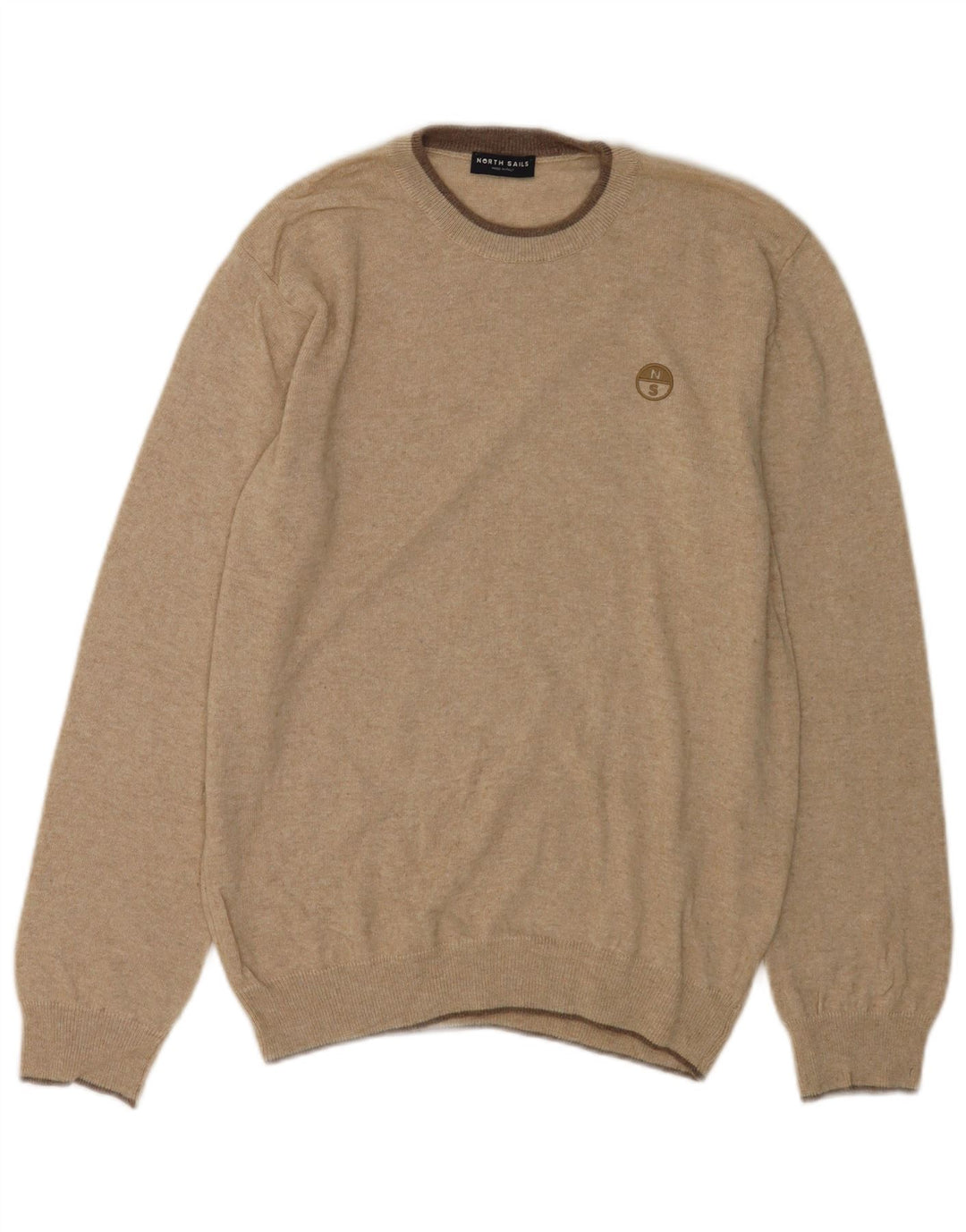 North Sails Mens Crew Neck Jumper Sweater Medium Beige Polyamide