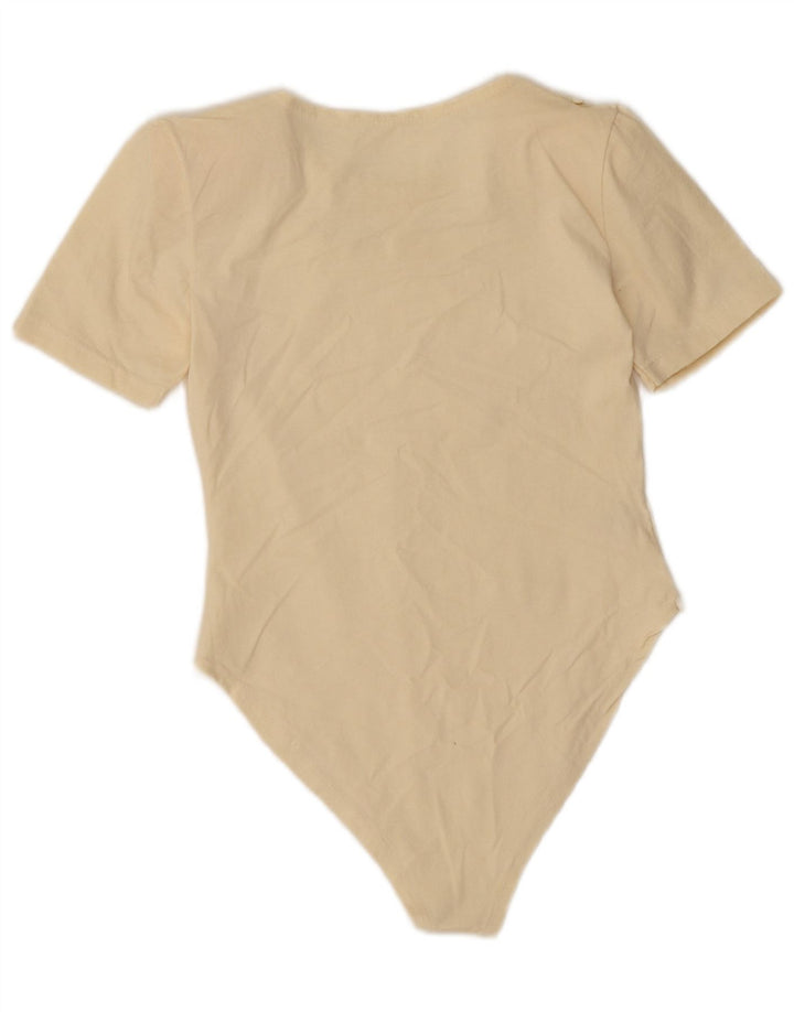 Body da donna vintage UK 10 piccolo cotone beige