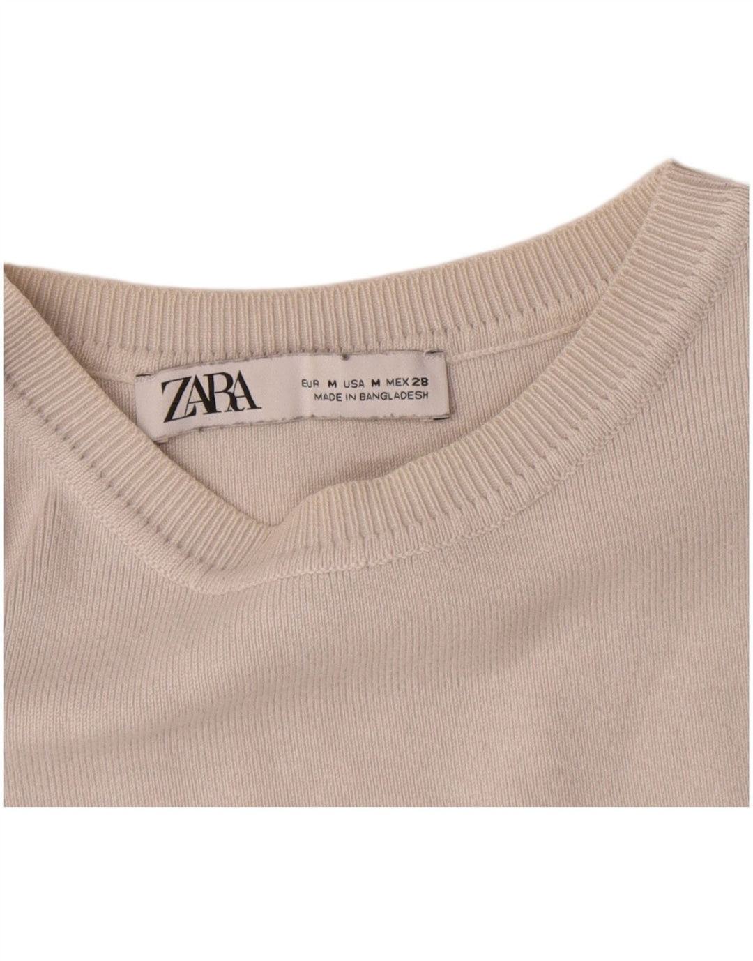 Canotta corta da donna Zara UK 12 medio bianco sporco