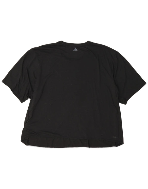 Adidas Damen Climalite Graphic T-Shirt Top UK 24/26 2XL Schwarz Colourblock
