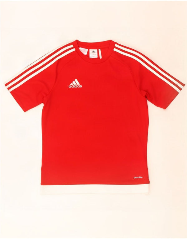 Футболка Adidas Climalite для мальчиков, топ 13-14 лет, красный полиэстер