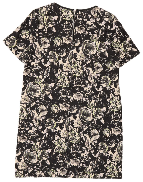 Oasis Womens Basic Dress UK 14 Medium Black Floral Polyester