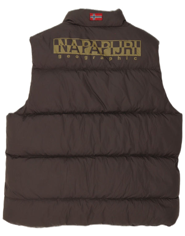 Napapijri Mens Geographic Graphic Padded Gilet UK 40 Large Brown Polyamide
