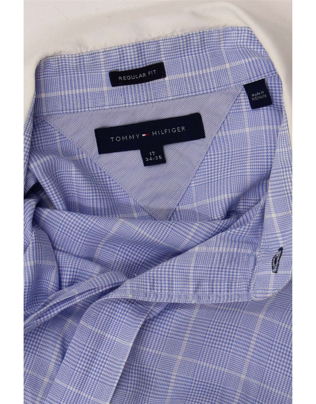 Tommy Hilfiger Mens Regular Fit Shirt Size 17 XL Blue Check