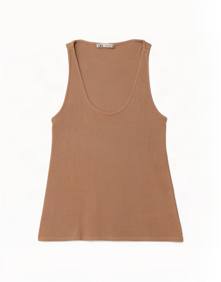 Zara Damen Weste Top UK 10 Small Beige