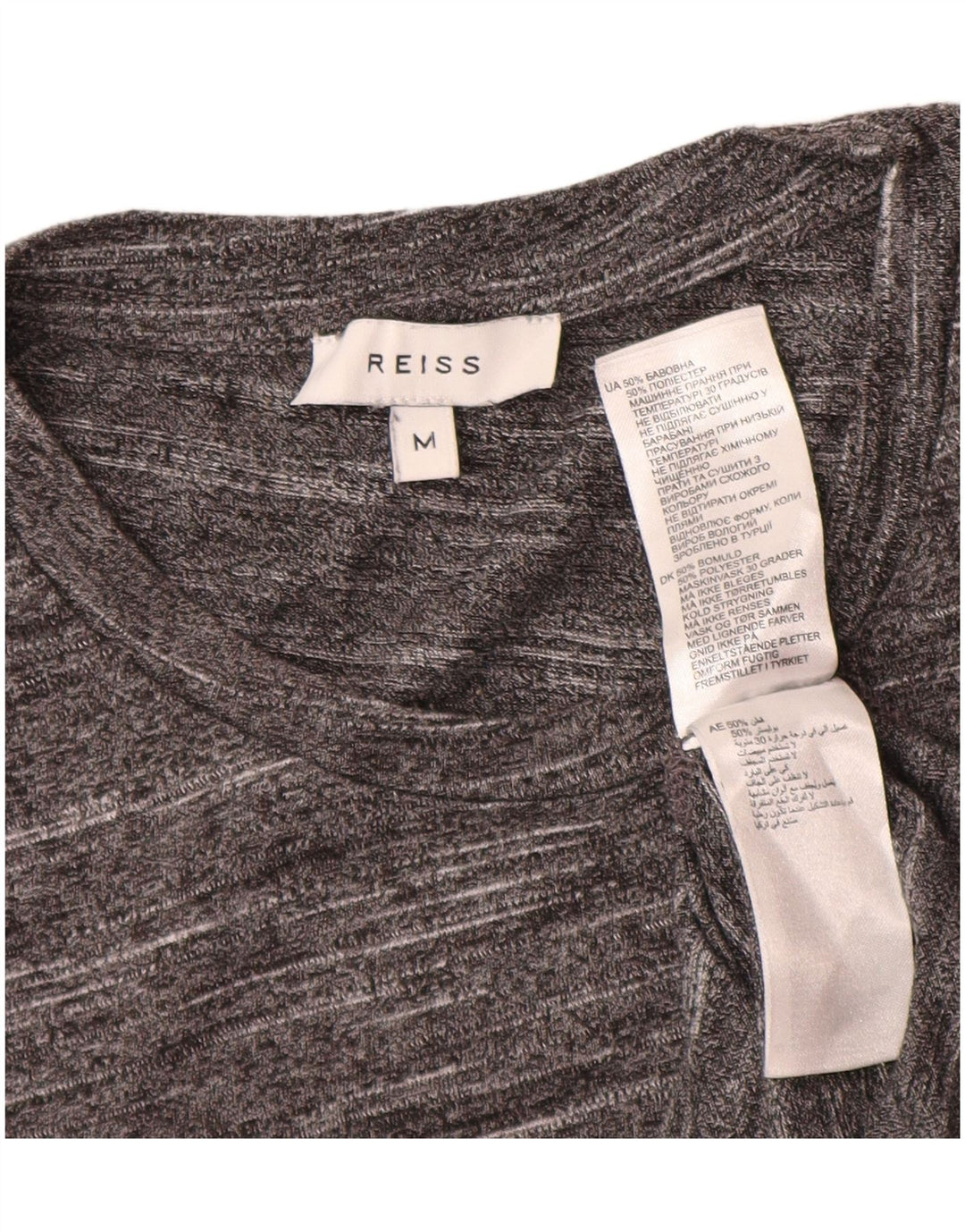 Reiss Mens T-Shirt Top Medium Grey Flecked Cotton