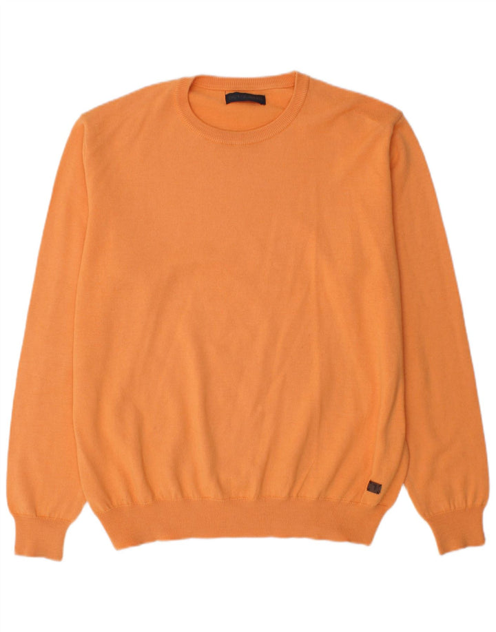 Trussardi Mens Crew Neck Jumper Sweater XL Orange Wool
