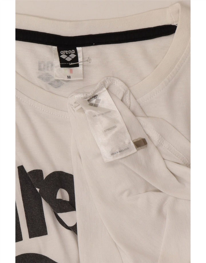 Arena Mens Graphic T-Shirt Top Medium White Cotton