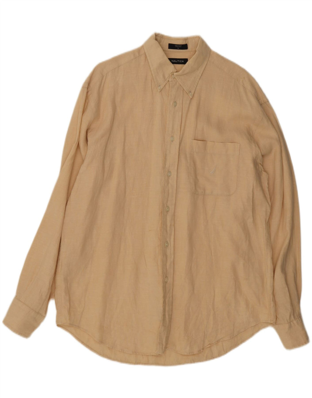 NAUTICA Mens Shirt Large Beige Linen Vintage Nautica and Second-Hand Nautica from Messina Hembry 