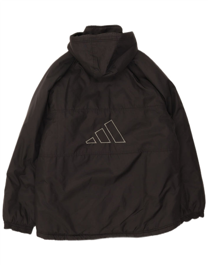 Adidas Mens Graphic Hooded Padded Jacket UK 38/40 Medium Black Polyester
