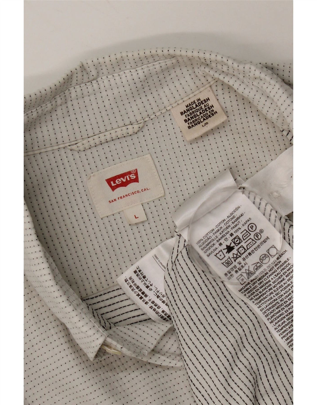 Levi's herreskjorte stor hvid plettet bomuld