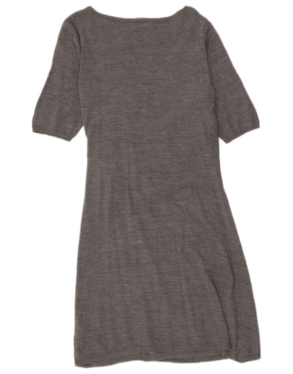 Phase Eight Womens Front Tie Short Sleeves Jumper Dress UK 12 Medium Grey