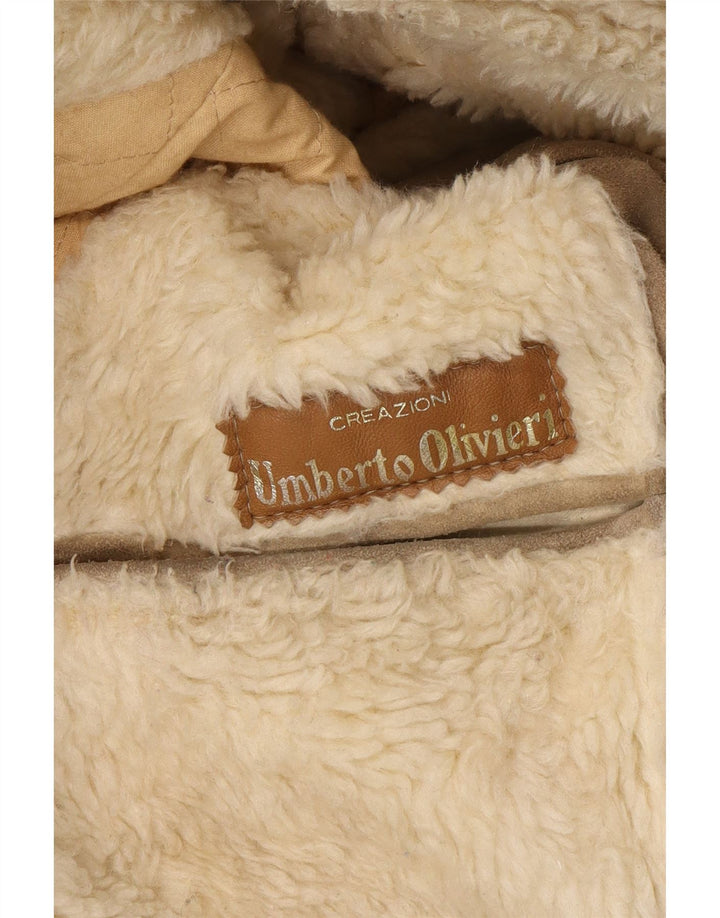 UMBERTO OLIVIERI Mens Shearling Jacket UK 38 Medium Beige Vintage Umberto Olivieri and Second-Hand Umberto Olivieri from Messina Hembry 