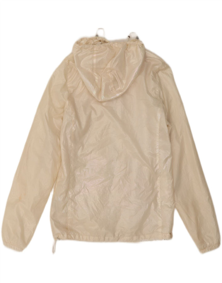 New Balance Womens Hooded Rain Jacket UK 10 Small Off White Polyester