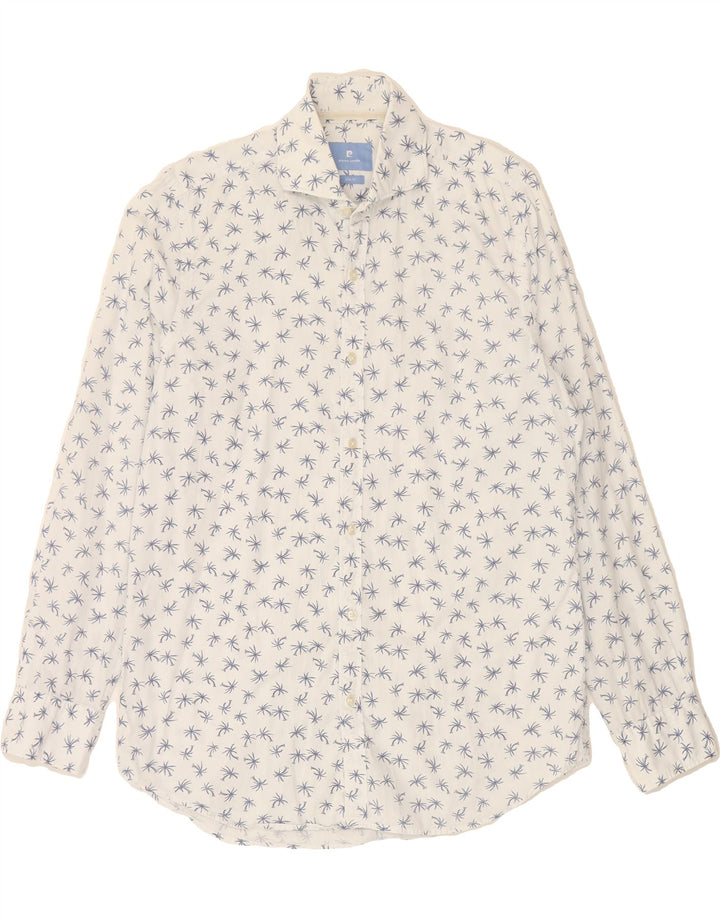 PIERRE CARDIN Mens Abstract Pattern Slim Fit Shirt Size 40 Medium White Vintage Pierre Cardin and Second-Hand Pierre Cardin from Messina Hembry 