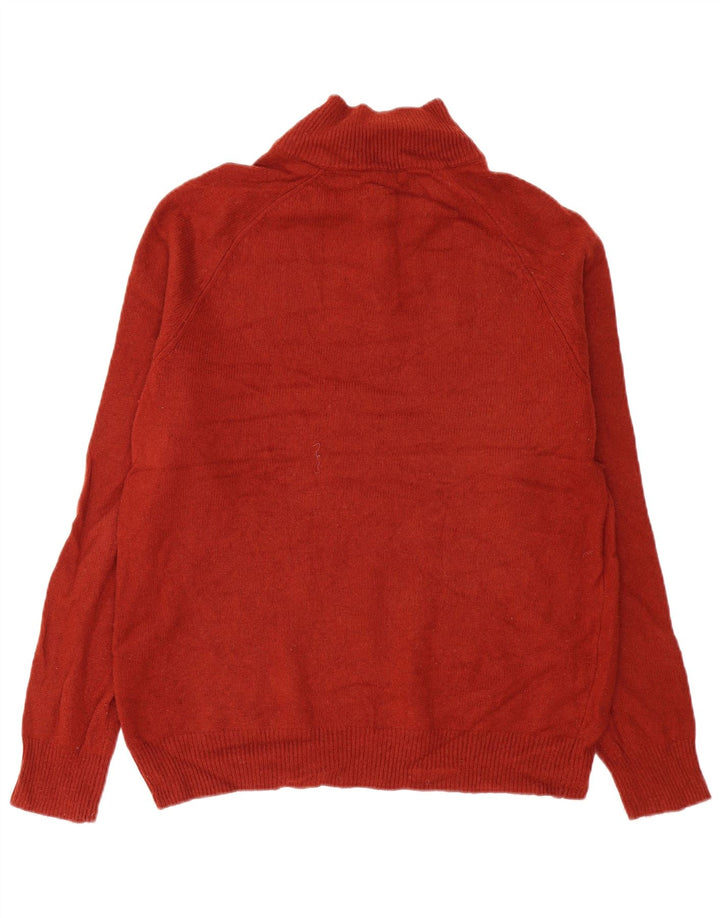 John Lewis Mens Zip Neck Jumper Sweater XL Red Lambswool