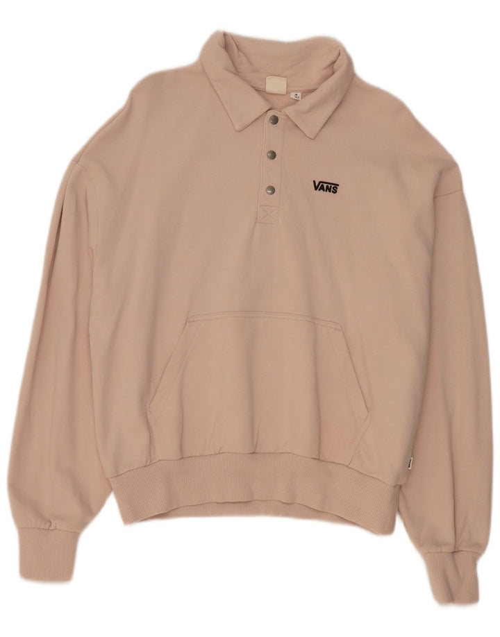 Vans Mens Polo Neck Sweatshirt Jumper Medium Pink Cotton