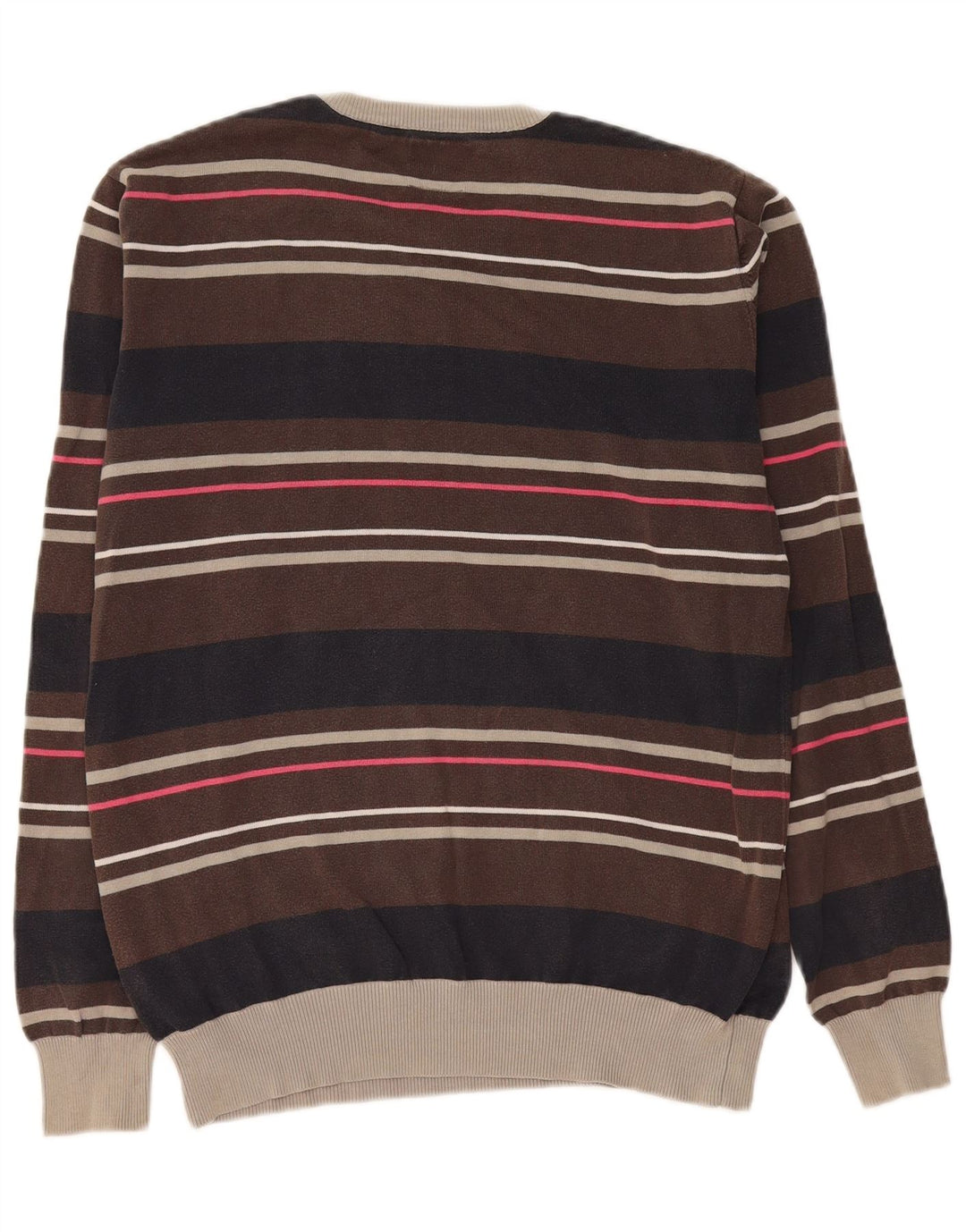 Jack & Jones Mens Graphic Crew Neck Jumper Sweater Medium Brown Colourblock