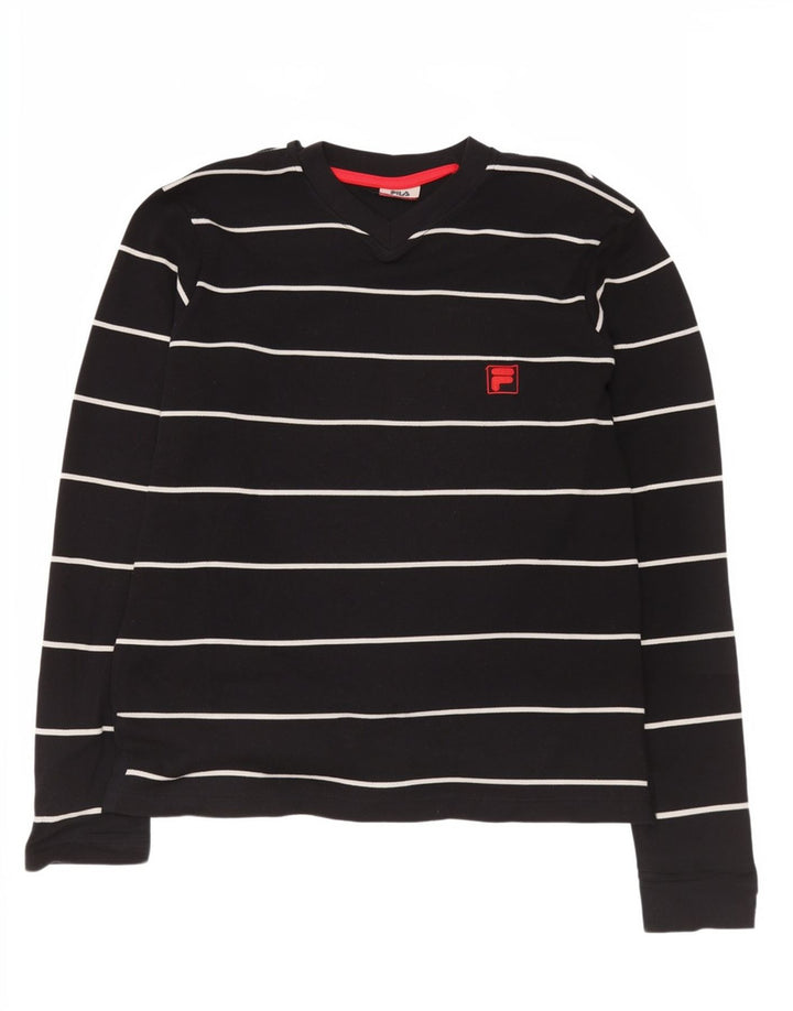 Fila Mens Regular Top Manga Longa Médio Algodão Listrado Preto
