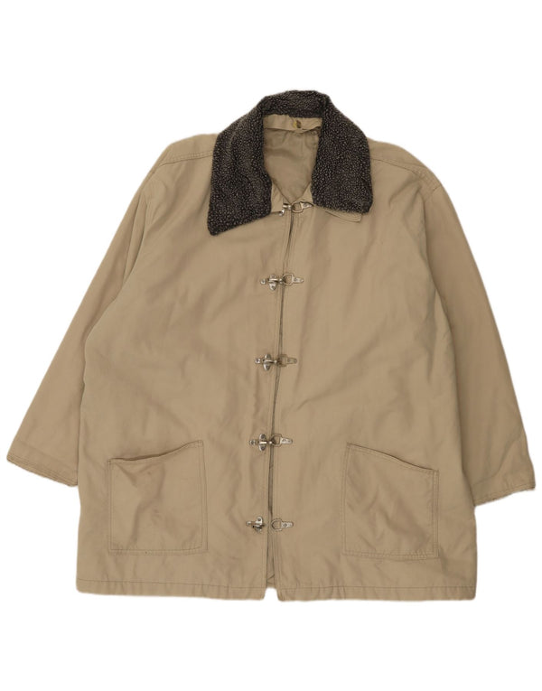 Vintage Mens Duffle Jacket UK 46 3XL Beige Cotton