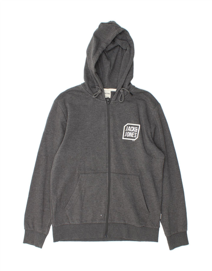 JACK & JONES Mens Core Zip Hoodie Sweater Medium Grey Cotton Vintage Jack & Jones and Second-Hand Jack & Jones from Messina Hembry 