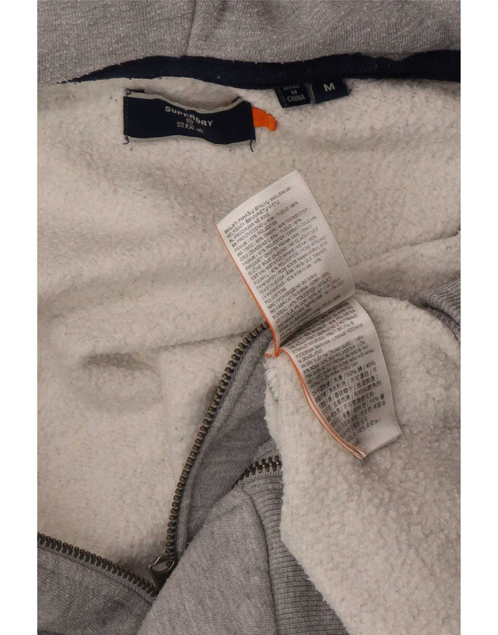 Maglione con cappuccio e zip da uomo Superdry in cotone grigio medio