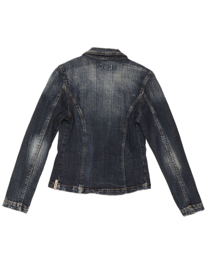 Vitamina Womens 1 Button Denim Blazer Jacket UK 14 Medium Blue Cotton