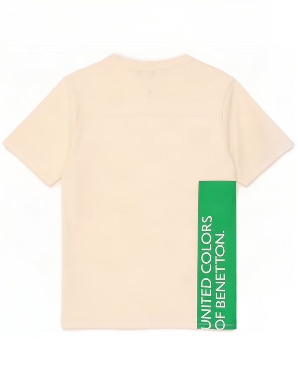 T-shirt grafica da donna Benetton Top UK 18 XL cotone bianco sporco
