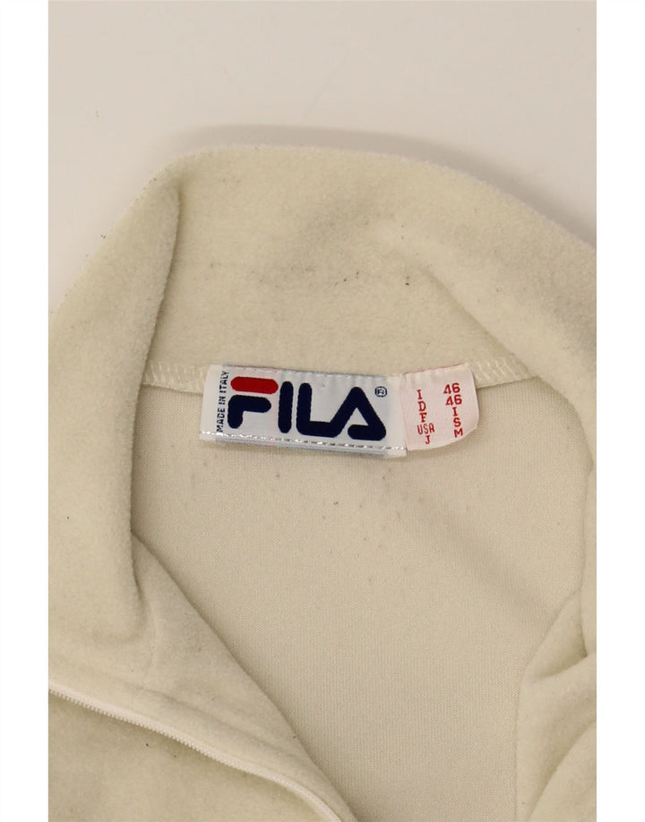 FILA Mens Zip Neck Fleece Jumper IT 46 Small Off White Polyester Vintage Fila and Second-Hand Fila from Messina Hembry 