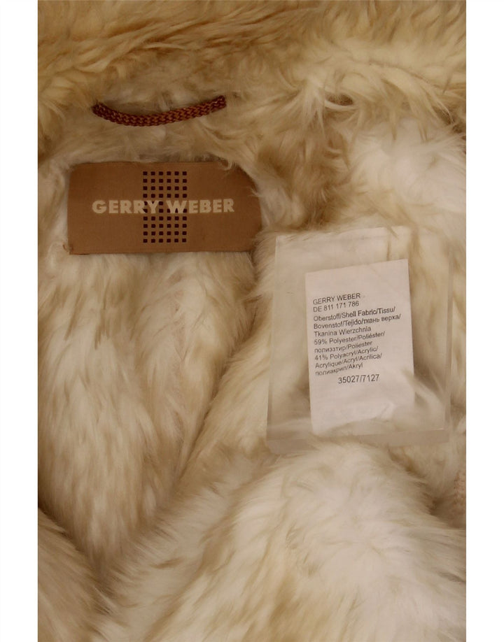 Gerry Weber Womens Oversized Sherpa Overcoat UK 12 Medium Beige Polyester