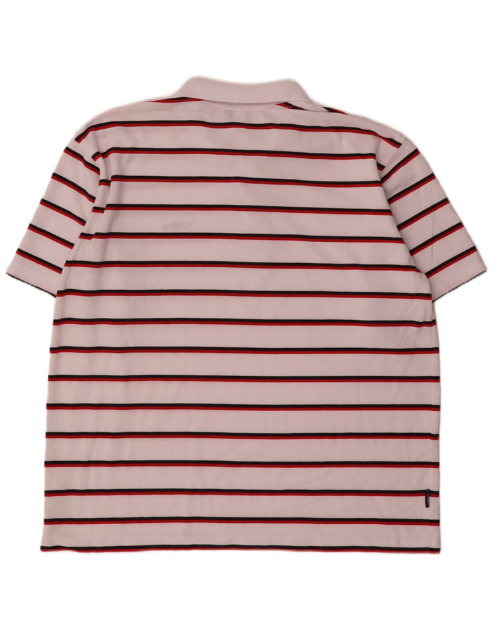 Umbro Mens Polo Shirt 2XL White Striped Polyester