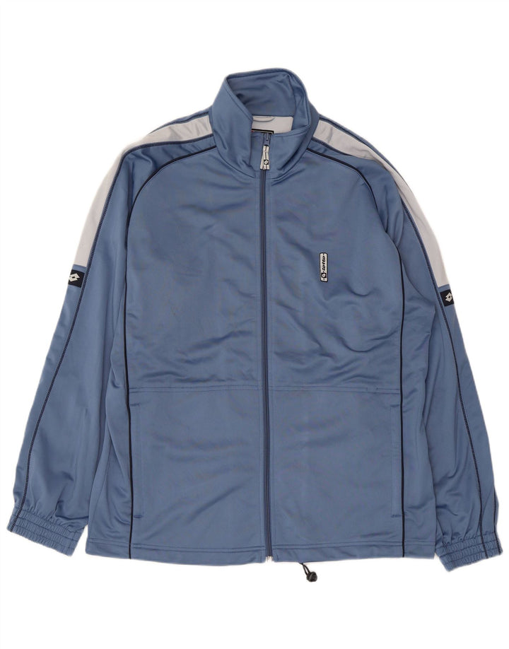 LOTTO Mens Tracksuit Top Jacket Large Blue Colourblock Polyester