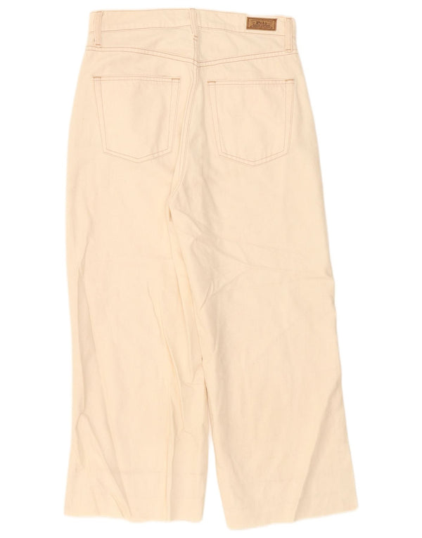 Polo Ralph Lauren Womens High Waist Wide Leg Cropped Jeans W29 L25 Beige