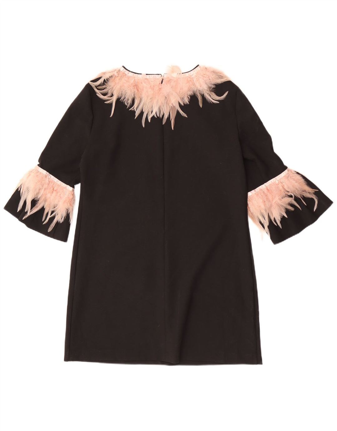 Zara Womens 3/4 Sleeve Shift Dress UK 16 Large Black Polyester