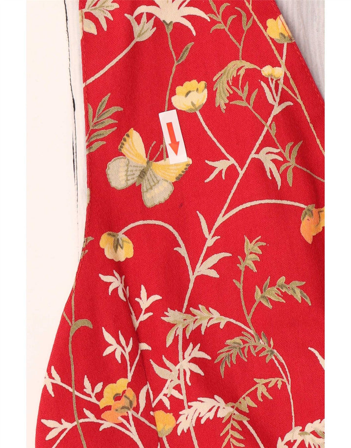 vintage Mens Regular Gilet Petit Rouge Floral