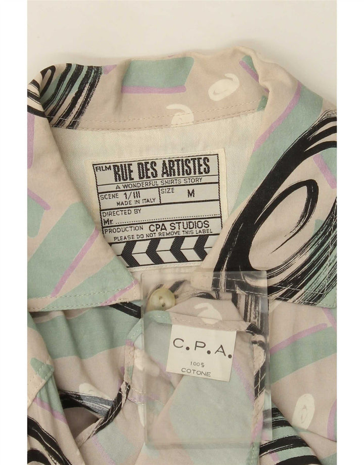Vintage Mens Abstract Pattern Shirt Medium Multicoloured Cotton