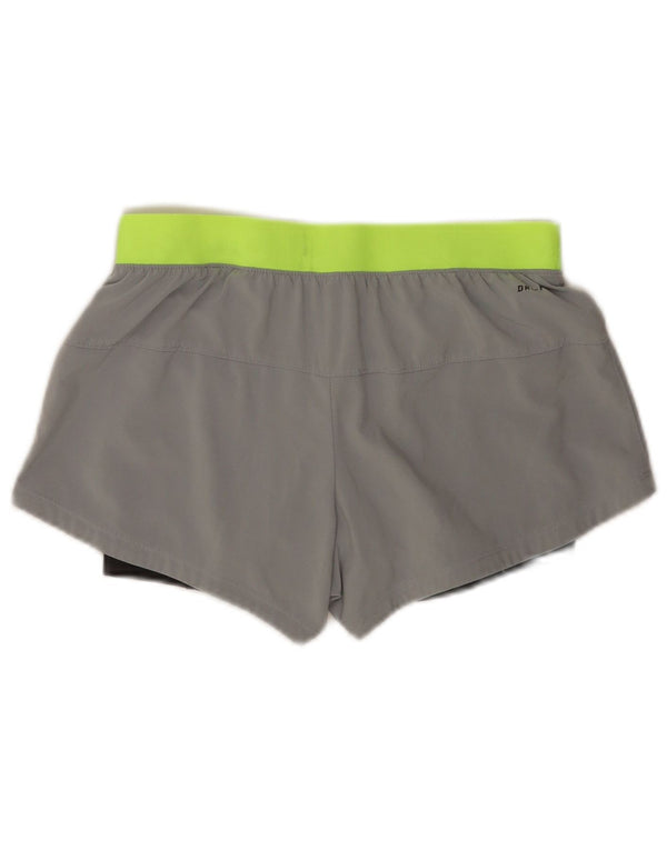 Pantaloncini sportivi Nike Dri Fit da donna, piccoli, grigi, in poliestere color block, sportivi