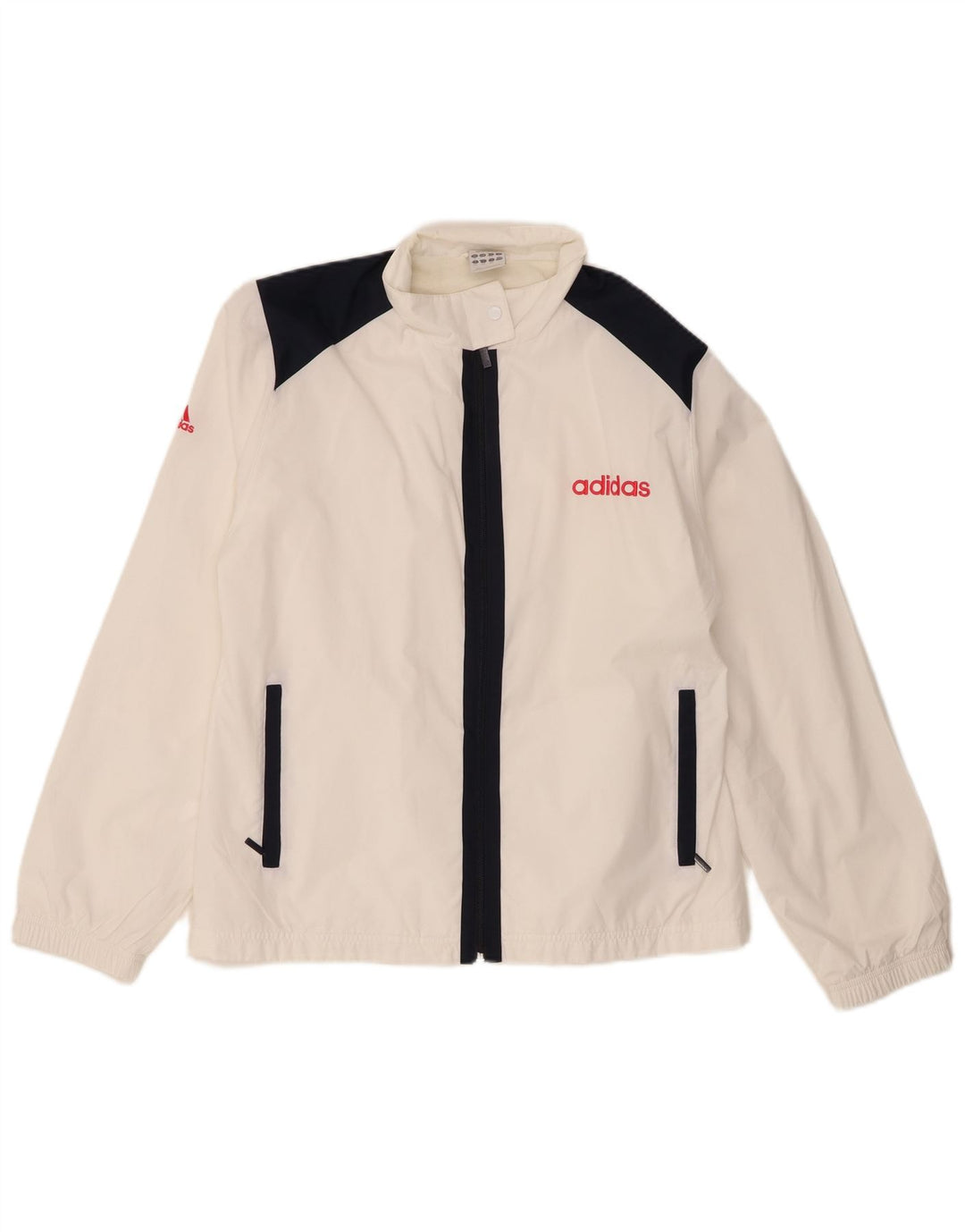 Adidas Womens Tracksuit Top Jacket UK 16 Large  White Colourblock Polyester