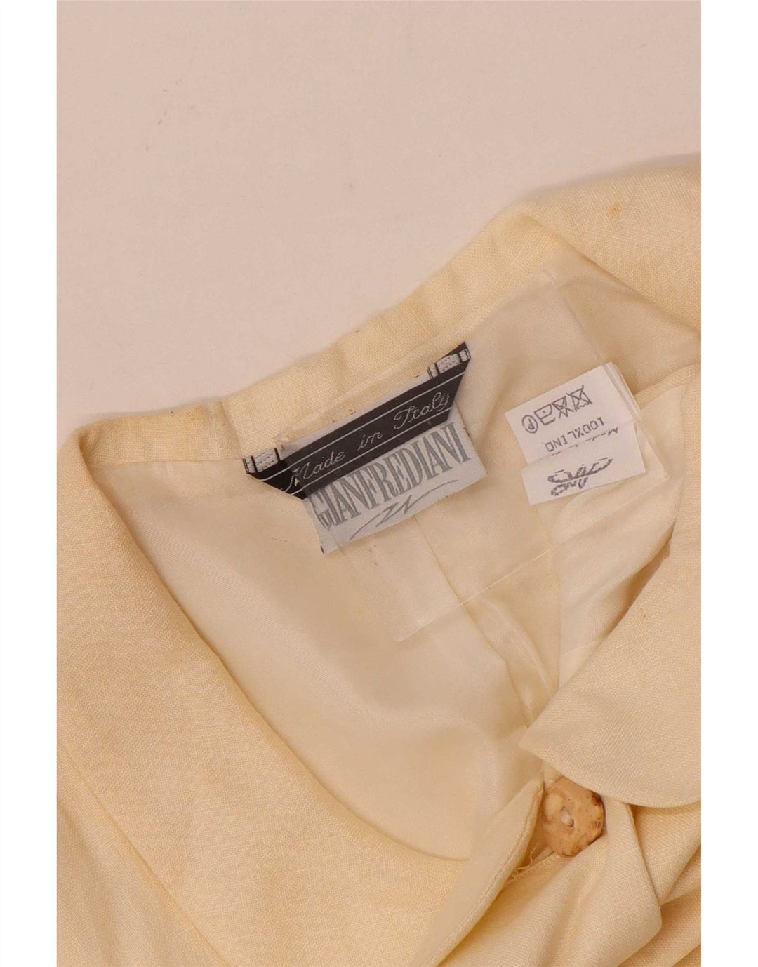 Gianfrediani Veste blazer à manches courtes 4 boutons pour femme UK 16 Large Beige