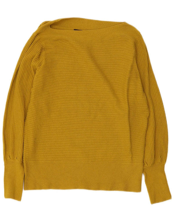 Maglione maglione con scollo a barca da donna Marks & Spencer UK 14 Viscosa giallo medio