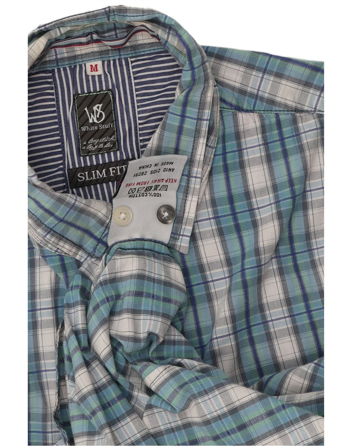 White Stuff Mens Slim Fit Shirt Medium Blue Check Cotton
