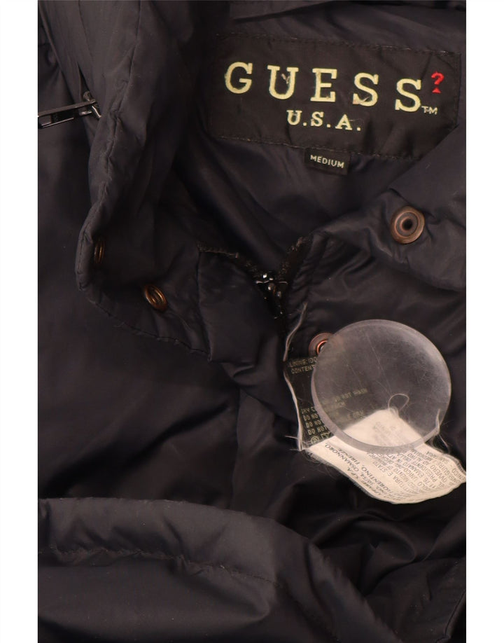 GUESS Womens Padded Coat UK 14 Medium Black Nylon