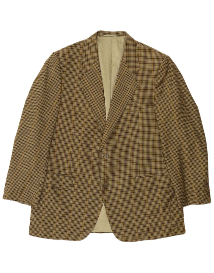Vintage Mens 2 Button Blazer Jacket UK 38 Medium Khaki Check