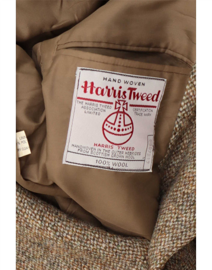 Harris Tweed Mens 2 Button Blazer Jacket UK 36 Small Khaki Wool