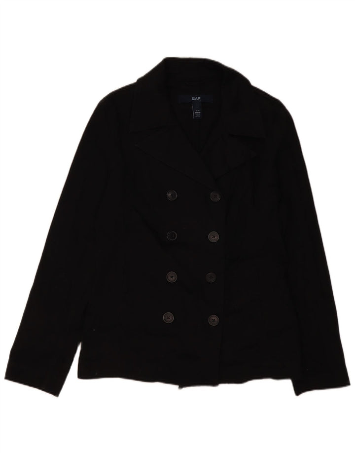 GAP Womens Pea Coat UK 12 Medium Black Cotton