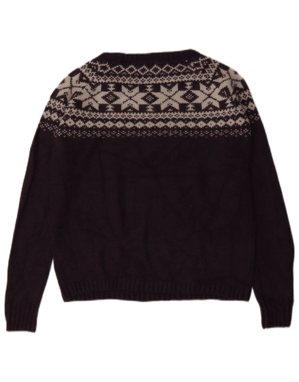 Pulover pentru femei Fat Face supradimensionat cu gâtul barca UK 6 XS Purple Fair Isle